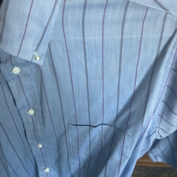 Kuppenheimer Mens Blue Short Sleeve Button Shirt with pocket-16 1/2 - Picture 4 of 7